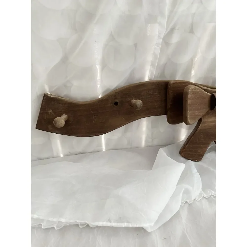 Vtg Handmade Wood Peg Wall Bow Ribbon Hanger Hanging Rack 30 X 8” Cottagecore